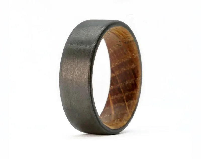 handmade rings for women-Carbon Fiber Ring with Whiskey Barrel Sleeve