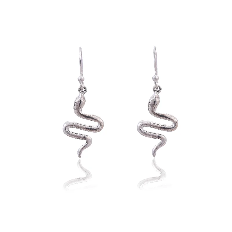 trendy hoop earrings for women-Silver Mountain 925 Sterling silver snake earring