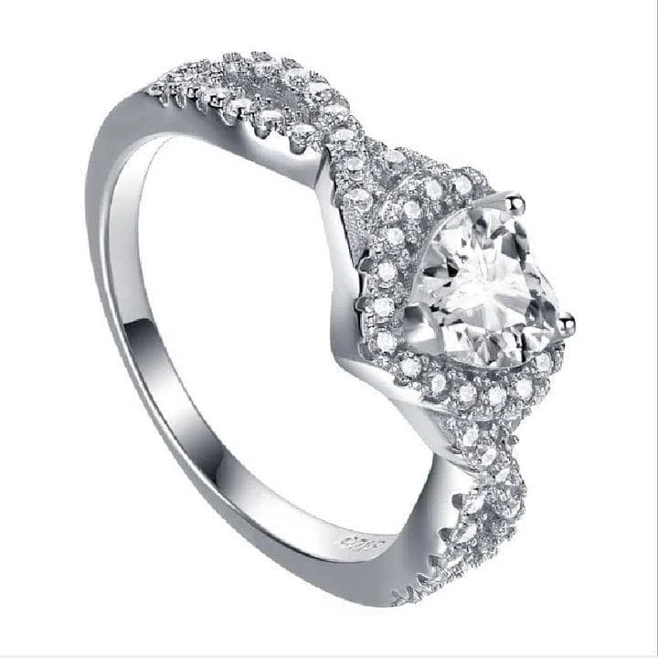 vintage-inspired engagement rings-Milgrain Twist Halo Heart Cut Engagement Ring