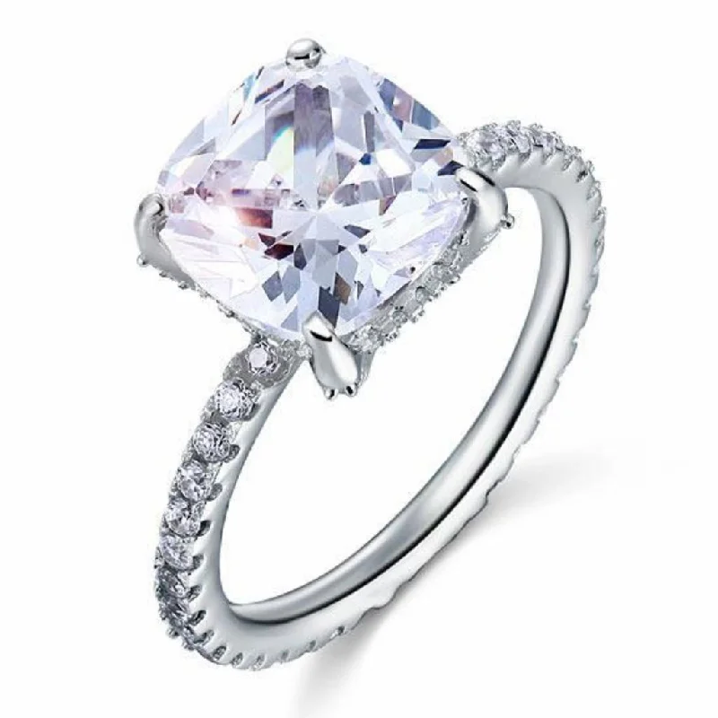 white gold engagement rings-5 Carat Cushion-Cut Diamond Ring