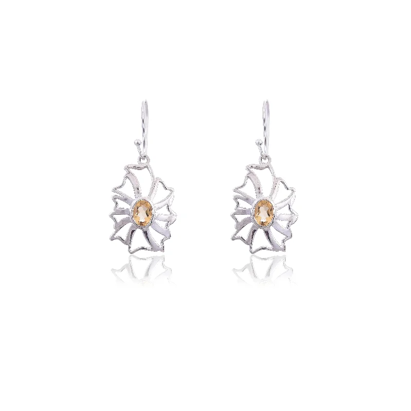 dainty earrings for women-Silver Mountain Citrine silver 925 earring