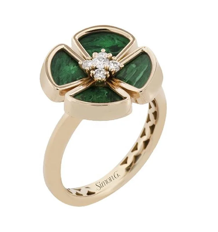 wedding engagement rings for women-Simon G. Malachite & Diamond Flower Ring