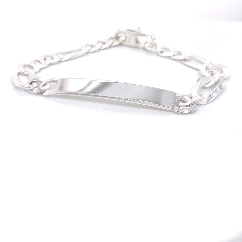 stackable bangles for women-Sterling Silver Figaro I.D Bracelet