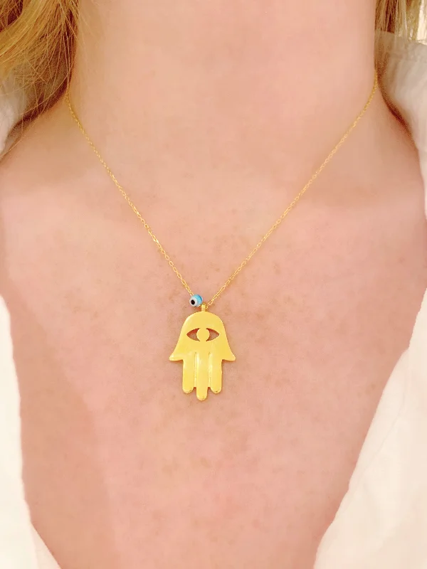 simple necklaces for women-Lucky Hamsa Necklace