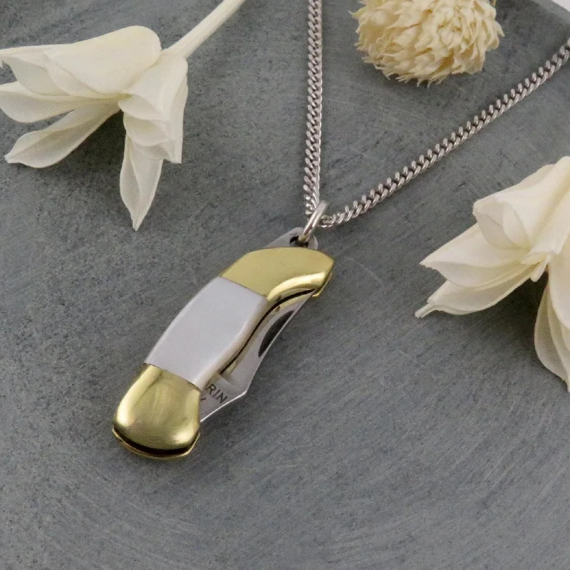 contemporary necklaces for women-Mother of Pearl Medium Knife Necklace