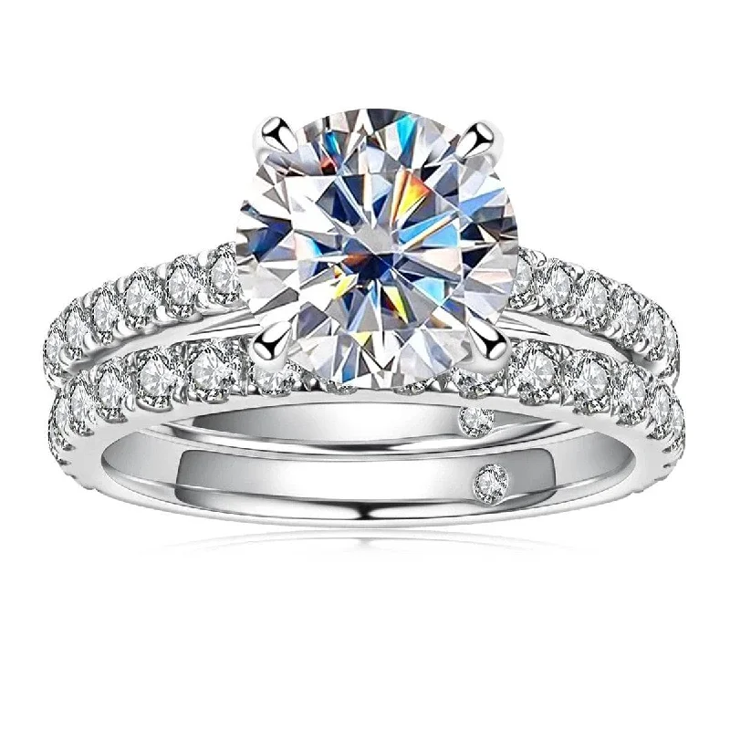 unique diamond engagement rings-Classical 3ct Diamond Engagement Ring Set