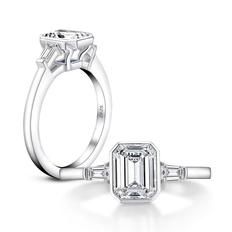 engagement rings with diamonds-1.5ct Emerald Cut Diamond Engagement Ring