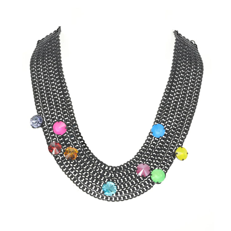 silver chain necklaces for women-TOVA Kimberly Necklace in Smutt and Neon