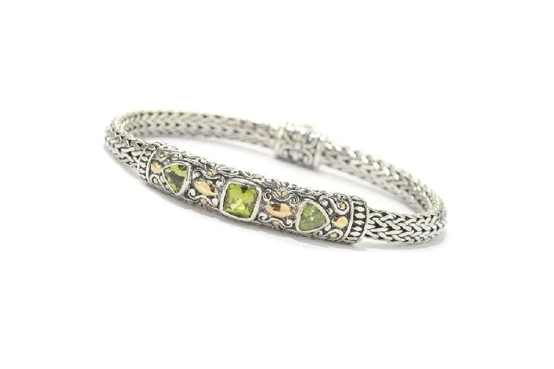 exquisite bangles for women-Trifecta Bracelet- Peridot