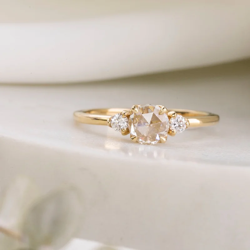 classic engagement rings-Sofia Ring, 0.40ct Rose Cut Diamond, 14k Yellow Gold (One of a kind)