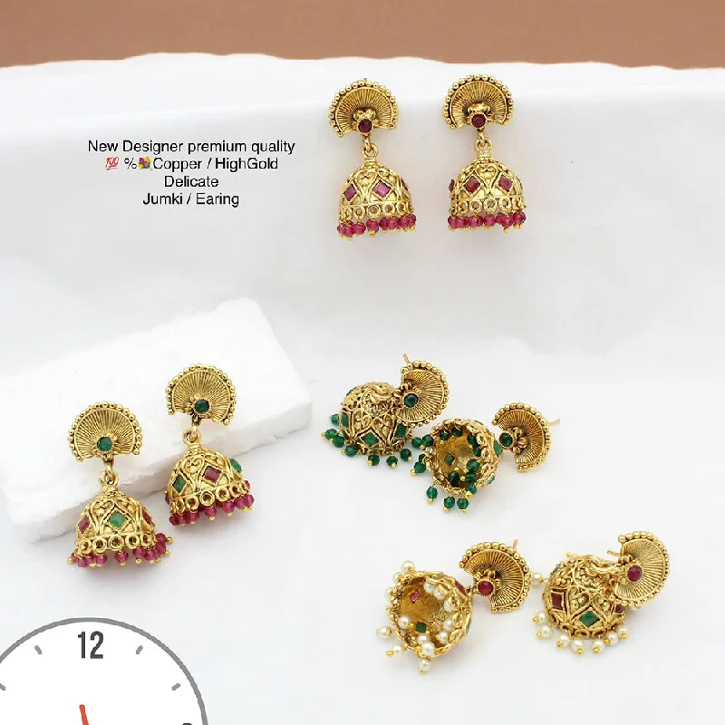 wedding earrings for women-Manisha Jewellery Gold Plated Pota Stone Jhumki Earrings