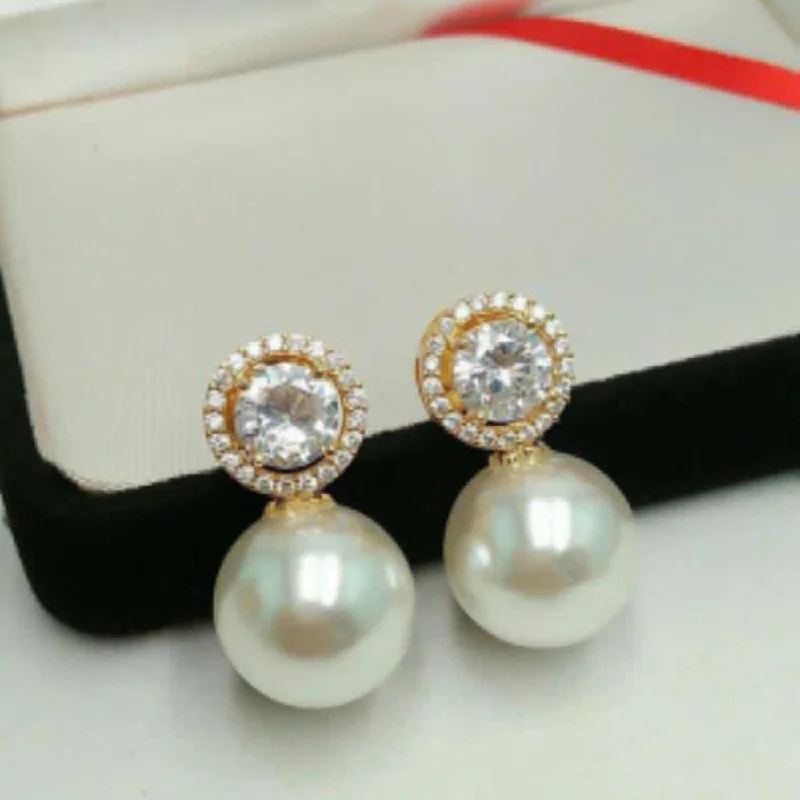 affordable luxury earrings for women-Pooja Bangles Gold Plated Pearl Stud Earrings