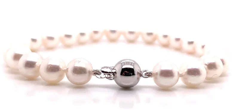 bridal bangles for women-9ct White Gold Cultured Pearl Bracelet