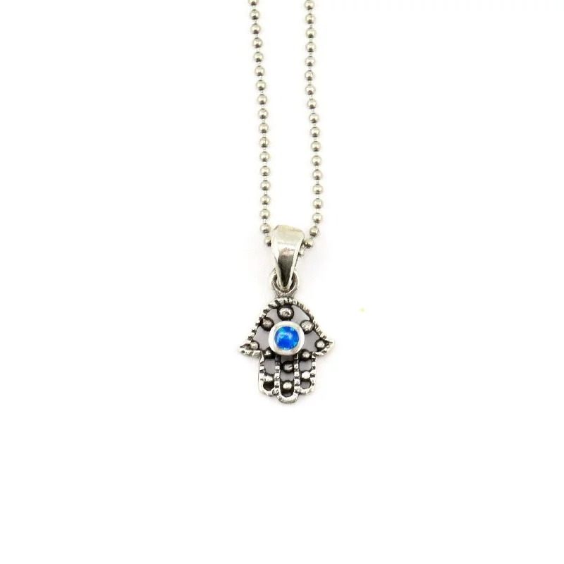 elegant necklaces for women-Dotted Opal Hamsa Necklace