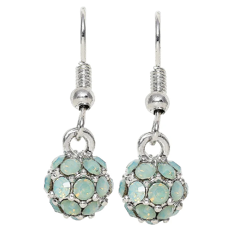 opal earrings for women-Mahi Royal Sparklers Green Crystals Ball Earrings for Women (ER1109755RGre)