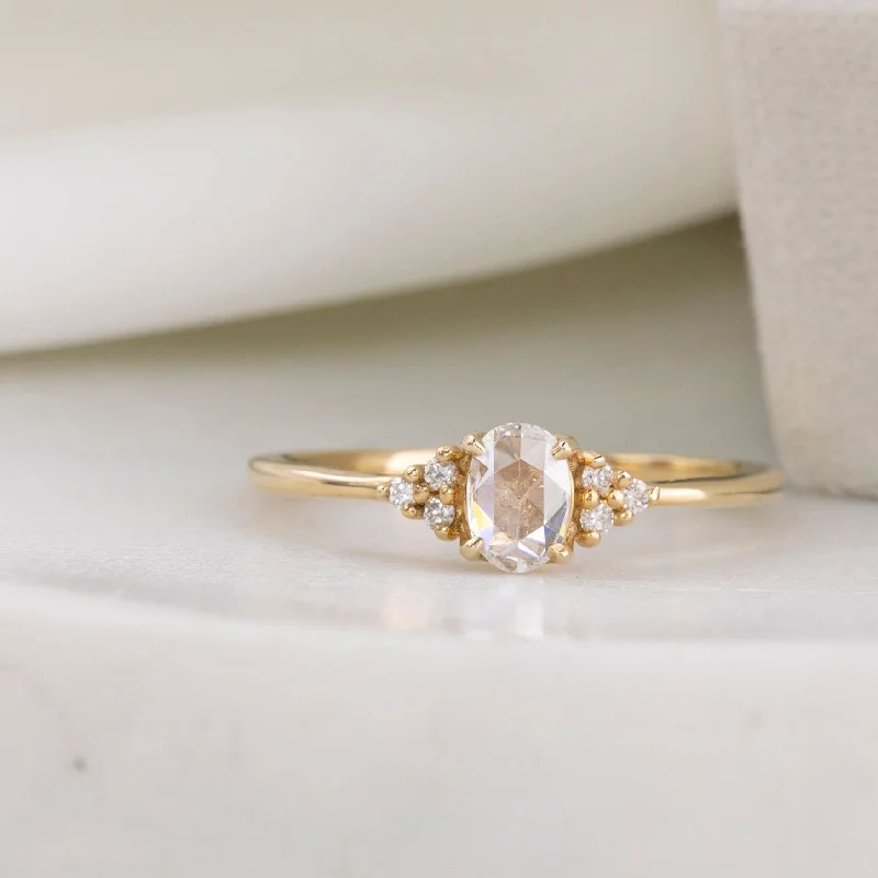 white gold engagement rings-Teresa Ring, 0.45ct Rose Cut Diamond, 14k Yellow Gold (One of a kind)