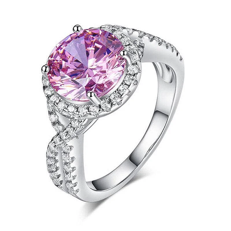 solitaire engagement rings for brides-3 Carat Fancy Pink Created Diamond Engagement Luxury Ring