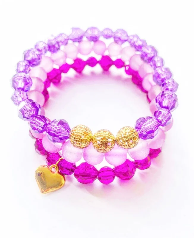 minimalist bangle bracelets for women-Purple Trio Stacking Bracelets