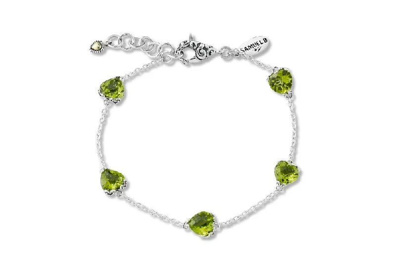 modern crystal bangles for women-Glow Heart Bracelet- Peridot