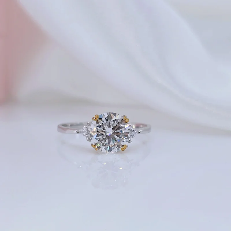 cushion cut diamond engagement rings-3.0 Ct Round Cut Crackling Diamond Engagement Ring